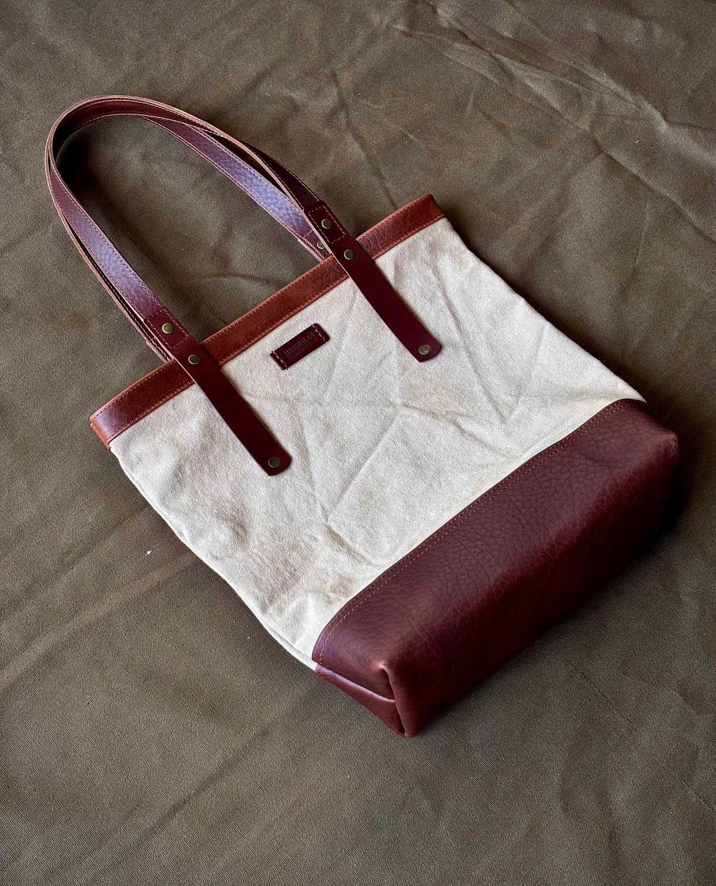 leather canvas tote bag